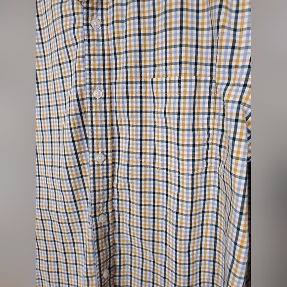 JCrew Flex Washed Green Yellow Plain Button Up Men's Cotton Shirt Size Large - Picture 4 of 11